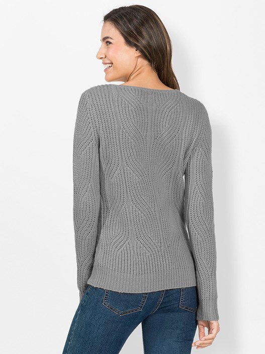 Creation L Stone-Grey-Mottled Boat Neckline Sweater From Creation L