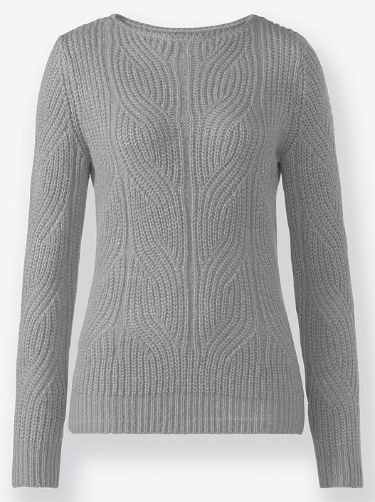 Creation L Stone-Grey-Mottled Boat Neckline Sweater From Creation L