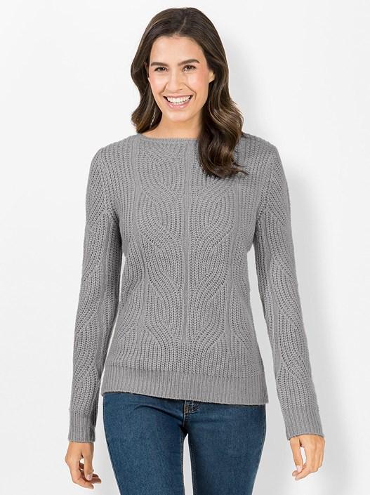 Creation L Stone-Grey-Mottled Boat Neckline Sweater From Creation L