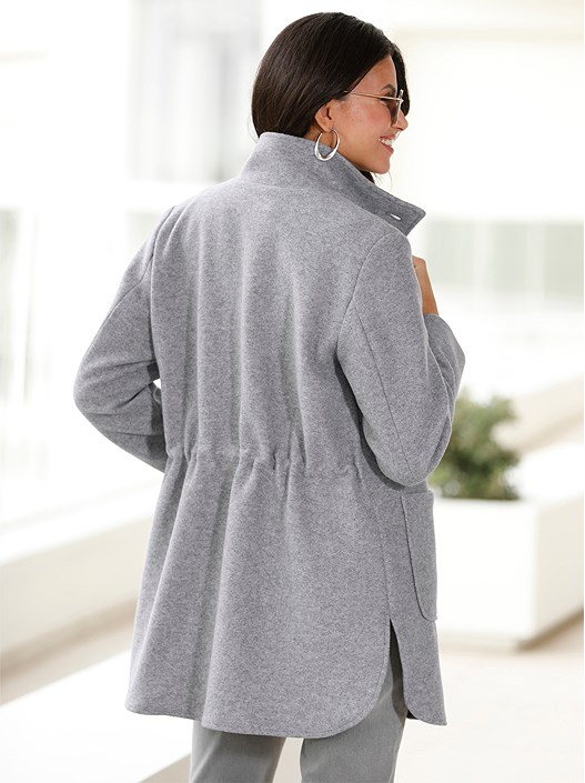 Creation L Stone-Grey-Mottled Button Up Long Jacket