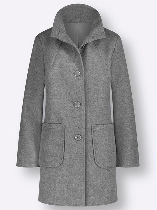 Creation L Stone-Grey-Mottled Button Up Long Jacket