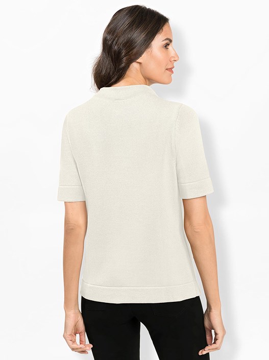 Creation L Stone Grey Short Sleeve Knit Sweater From Creation L