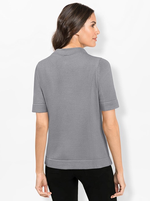 Creation L Stone Grey Short Sleeve Knit Sweater From Creation L