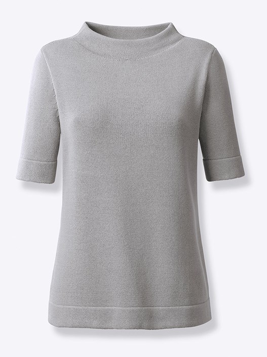 Creation L Stone Grey Short Sleeve Knit Sweater From Creation L