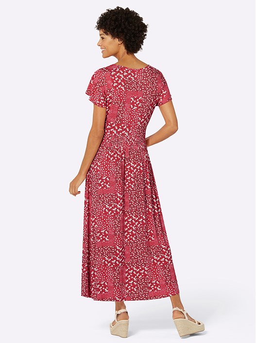 Creation L Strawberry-Champagne-Printed Patchwork Print Midi Dress From Creation L