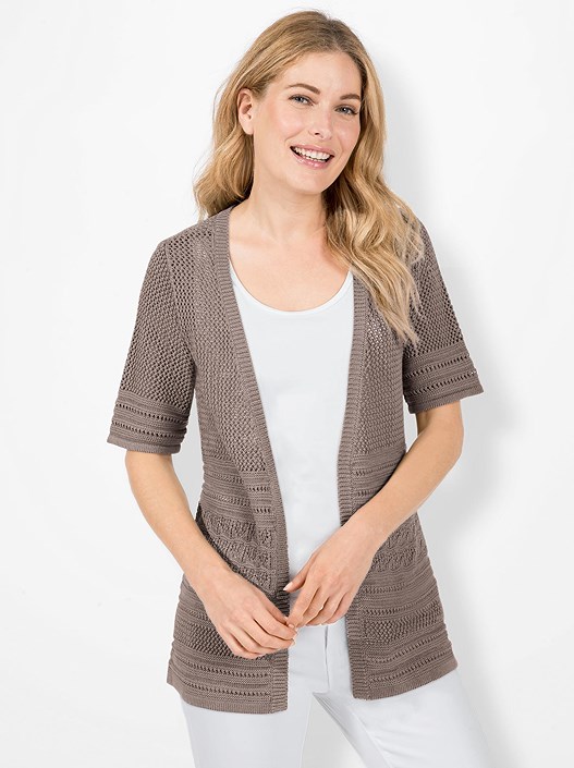 creation l Taupe Knitted Short Sleeve Cardigan from creation L