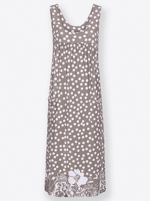 Creation L Taupe-Patterned Flowy Polka Dot Dress From Creation L