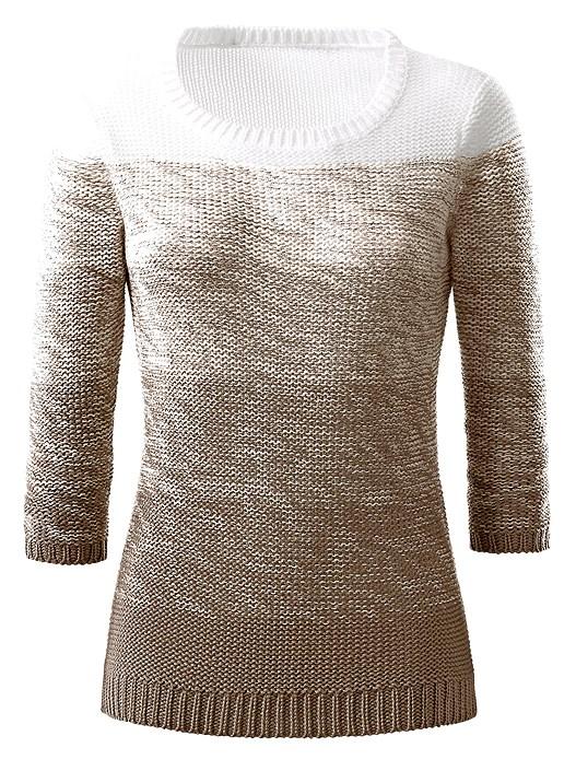 Creation L Taupe-White Ombre Crew Neck Sweater From Creation L