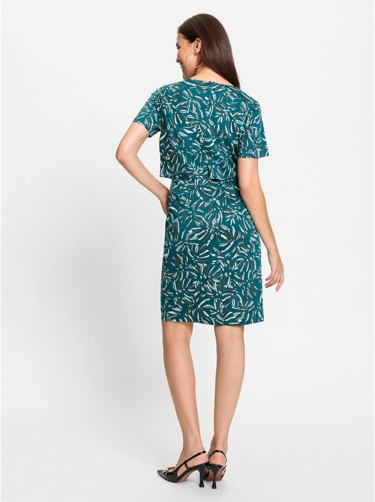 Creation L Teal Dark Blue-Graphite-Printed Printed Layered Look Dress From Creation L