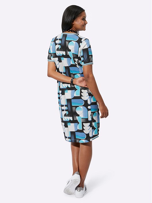 Creation L Turquoise-Black-Printed Sweatshirt Dress From Creation L