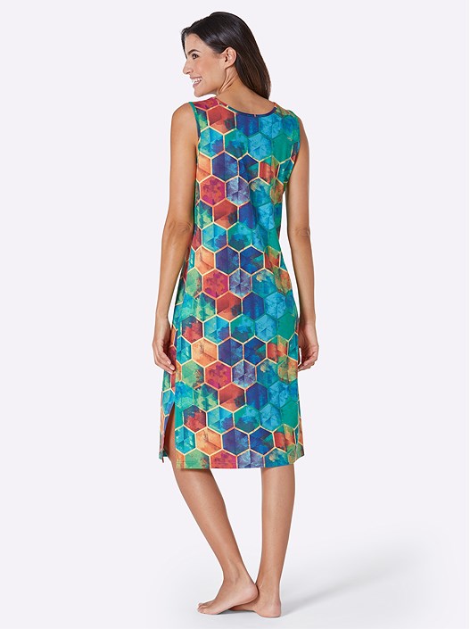 Creation L Turquoise-Fuchsia-Printed Summer Dress From Creation L