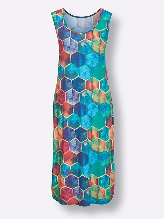 Creation L Turquoise-Fuchsia-Printed Summer Dress From Creation L