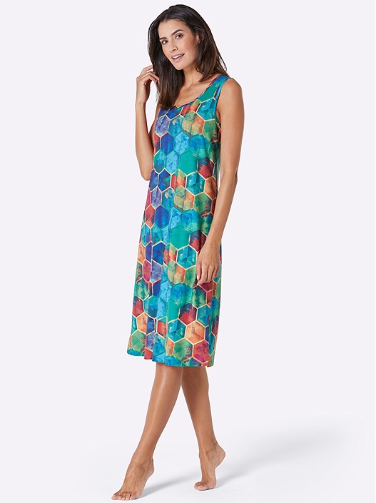 Creation L Turquoise-Fuchsia-Printed Summer Dress From Creation L