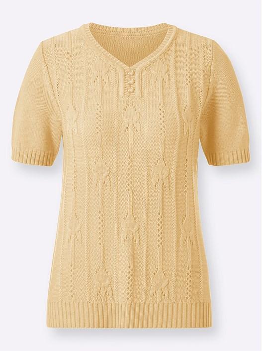 Creation L Vanilla Open Knit Short Sleeve Sweater From Creation L
