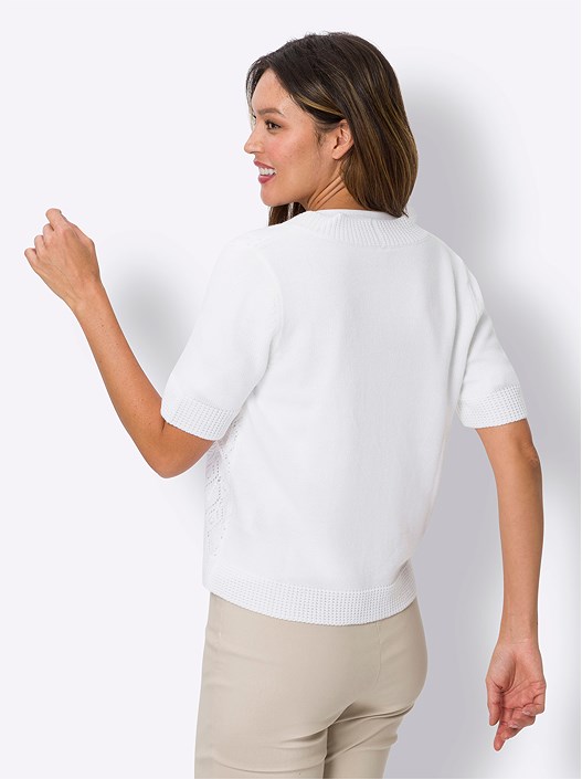 Creation L White Ajour Cropped Cardigan From Creation L