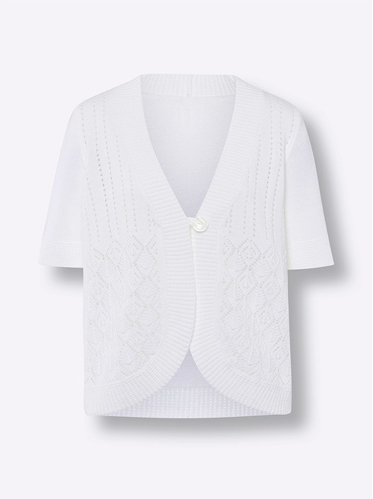 Creation L White Ajour Cropped Cardigan From Creation L