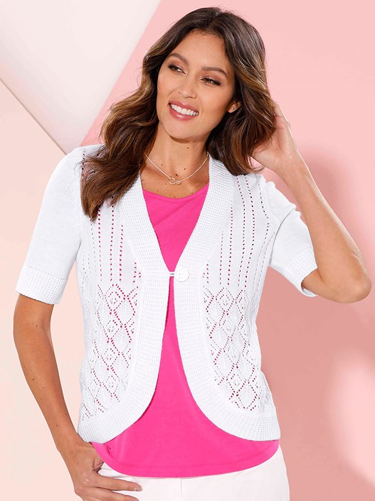 creation l White Ajour Cropped Cardigan from creation L