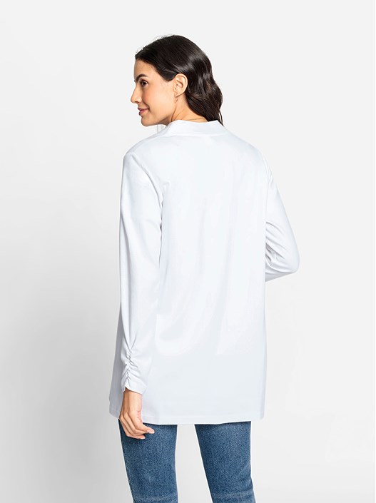 Creation L White Gathered Sleeve Cardigan From Creation L