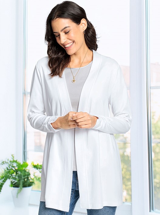 creation l White Gathered Sleeve Cardigan from creation L