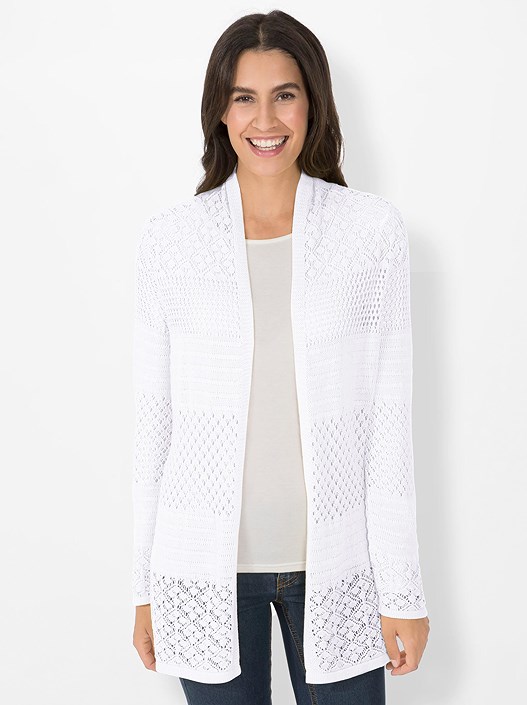 creation l White Open Knit Pattern Cardigan from creation L