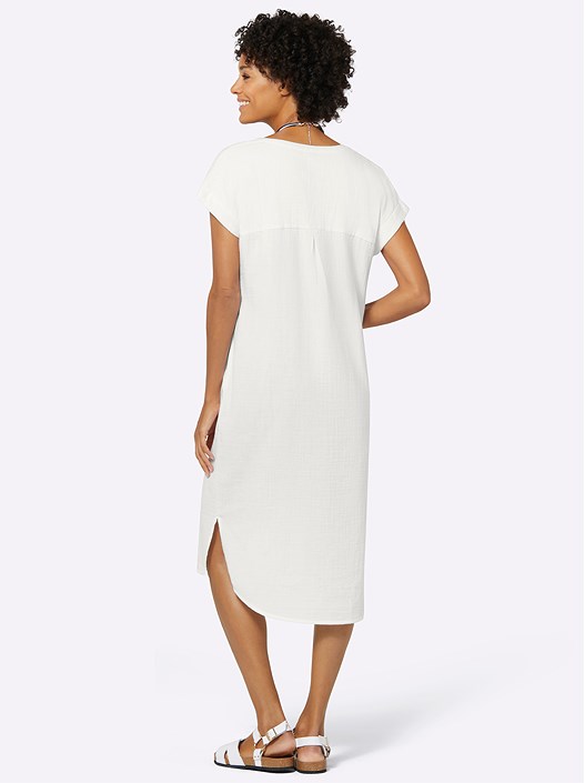 Creation L White V-Neck Muslin Dress From Creation L