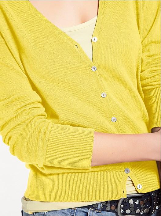 Creation L Yellow V-Neck Button Up Cardigan From Creation L