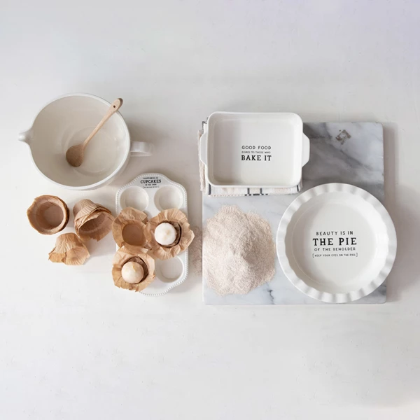 Creative Co Op 1 Quart Stoneware Baker W/ Wax Relief Saying ©