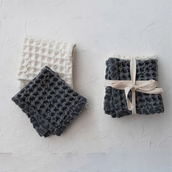 Creative Co Op 11.5" Cotton Waffle Weave Dish Cloths W/ Loops Set Of 2