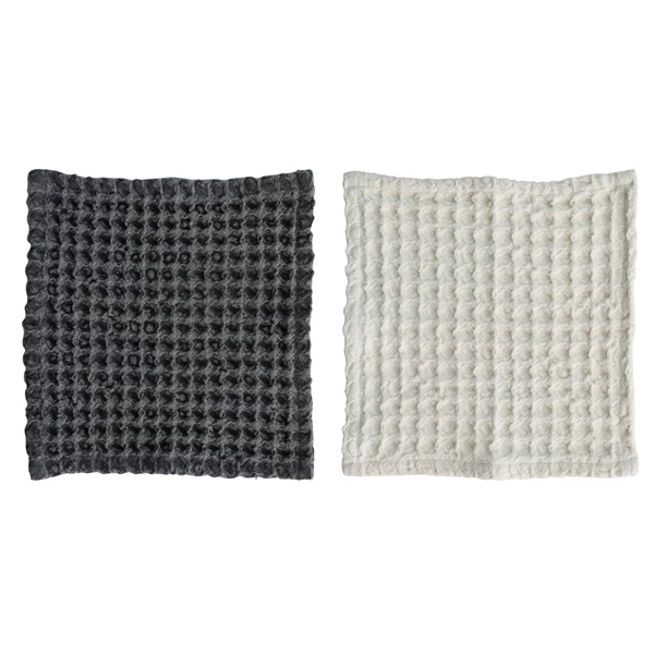 Creative Co Op 11.5" Cotton Waffle Weave Dish Cloths W/ Loops Set Of 2