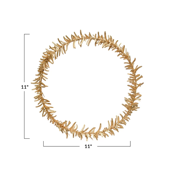 Creative Co Op 11" Round Faux Leaves Wreath Gold Finish