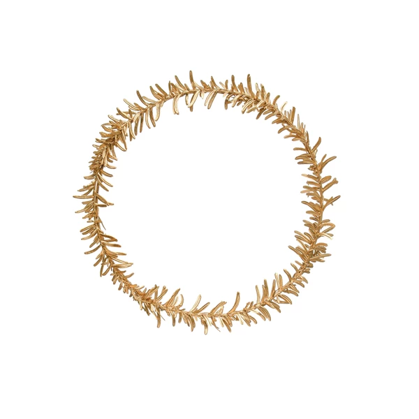 creative co op 11" Round Faux Leaves Wreath Gold Finish