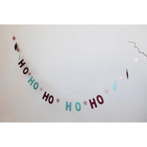Creative Co Op 118"L MDF Banner In Kraft Box With Stars And Glitter "Ho Ho Ho" Multi Color