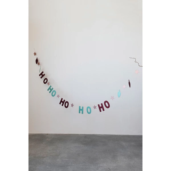 Creative Co Op 118"L MDF Banner In Kraft Box With Stars And Glitter "Ho Ho Ho" Multi Color