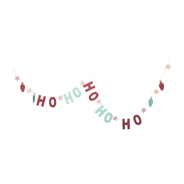 Creative Co Op 118"L MDF Banner In Kraft Box With Stars And Glitter "Ho Ho Ho" Multi Color