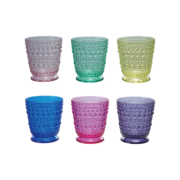 creative co op 12 oz. Acrylic Footed Drinking Glass with Raised Dots 6 Colors
