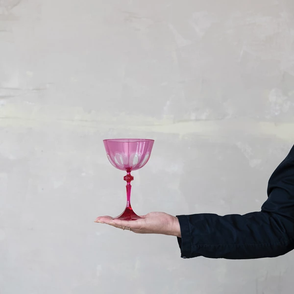 Creative Co Op 12 Oz. Acrylic Stemmed Wine Glass With Design Fuchsia Color