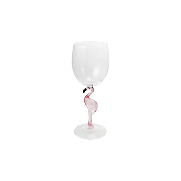 creative co op 14 oz. Acrylic Wine Glass with Flamingo Stem Pink & Black