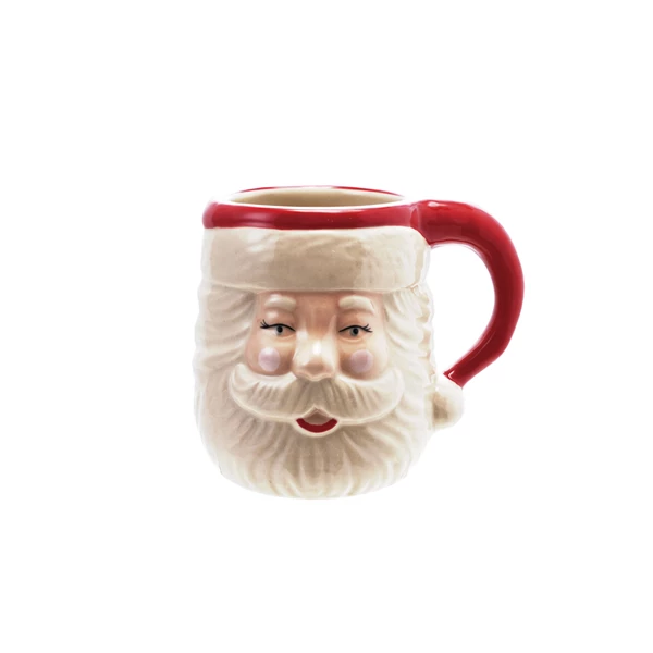 creative co op 14 oz. Hand-Painted Stoneware Santa Head Shaped Mug Red & White