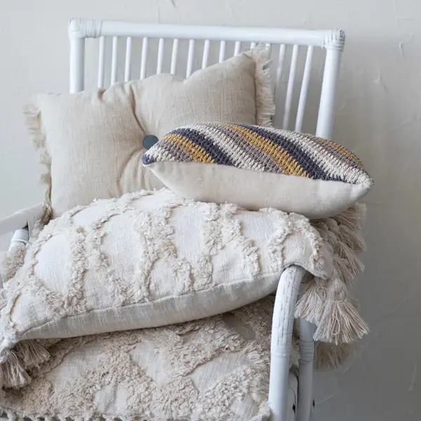 Creative Co Op 14" X 9" Cotton Crocheted Lumbar Pillow W/ Chevron Pattern