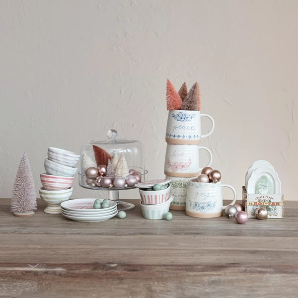 Creative Co Op 16 Oz. Stoneware Mug W/ Flowers & Word 4 Styles ©