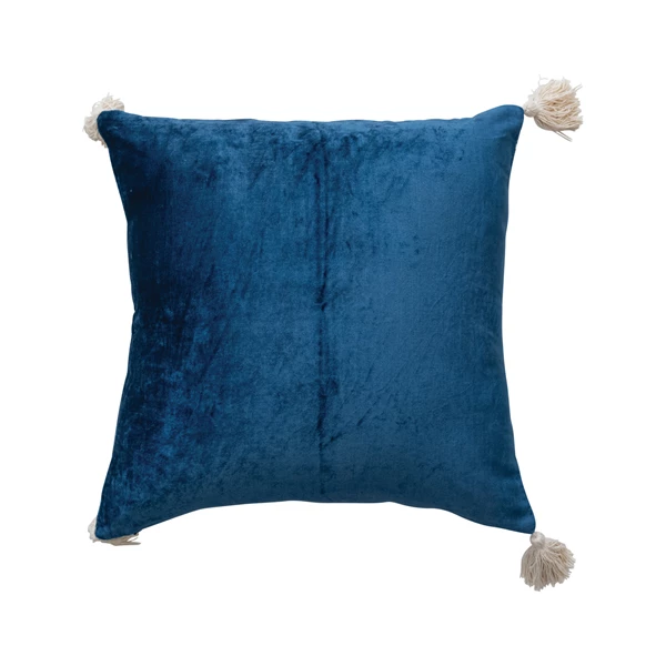 Creative Co Op 18" Square Cotton Blend Velvet Printed Pillow With Tassels