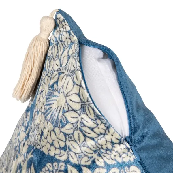 Creative Co Op 18" Square Cotton Blend Velvet Printed Pillow With Tassels