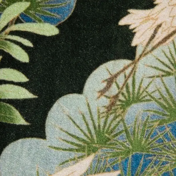 Creative Co Op 18" Square Cotton Blend Velvet Printed Pillow With Cranes & Piping