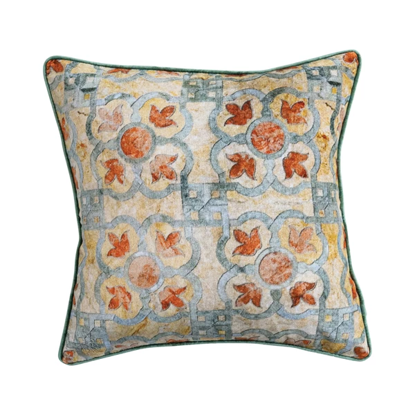 creative co op 18" Square Cotton Blend Velvet Printed Pillow with Vintage Pattern