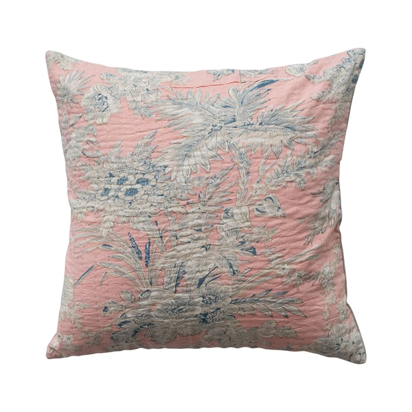 creative co op 18" Square Pillow with Hand-Embroidered Kantha Stitch (Each Will Vary)