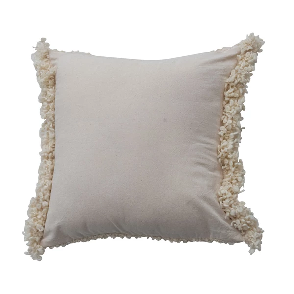 Creative Co Op 18" Square Woven Bouclé Fabric Indoor/Outdoor Pillow With Fringe