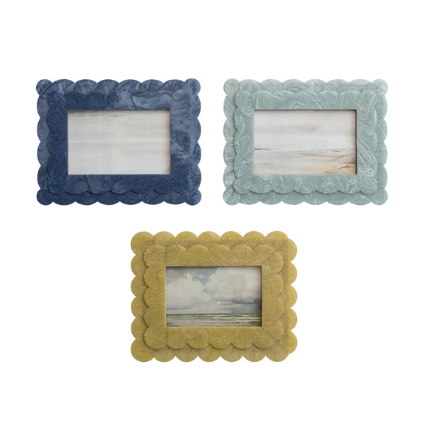 creative co op 2-Layer Scalloped Photo Frame 3 Colors (4" x 6" Photo)