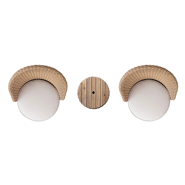 Creative Co Op (2) Plastic Wicker Swivel Chairs With Storage Table Set Of 3