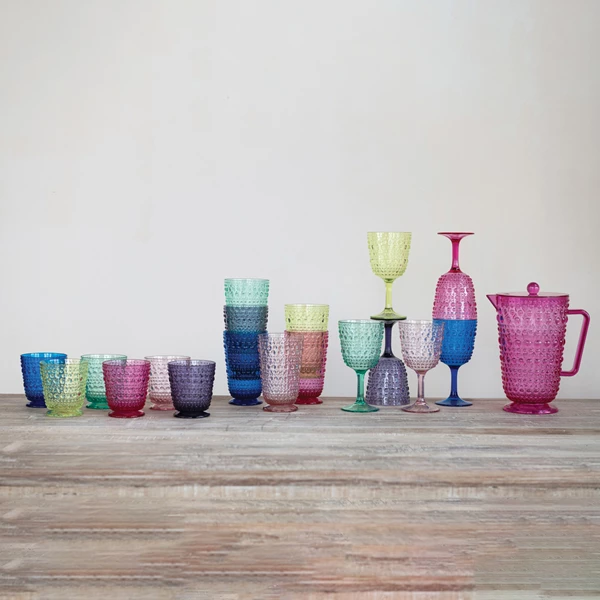 Creative Co Op 2 Quart Acrylic Footed Pitcher With Lid & Raised Dots