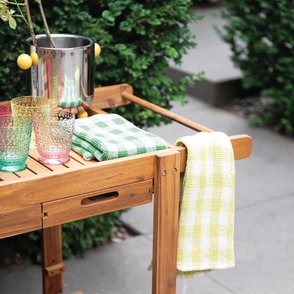 Creative Co Op 2-Tier Bar Cart With Drawer & Removable Tray Set Of 2 KD